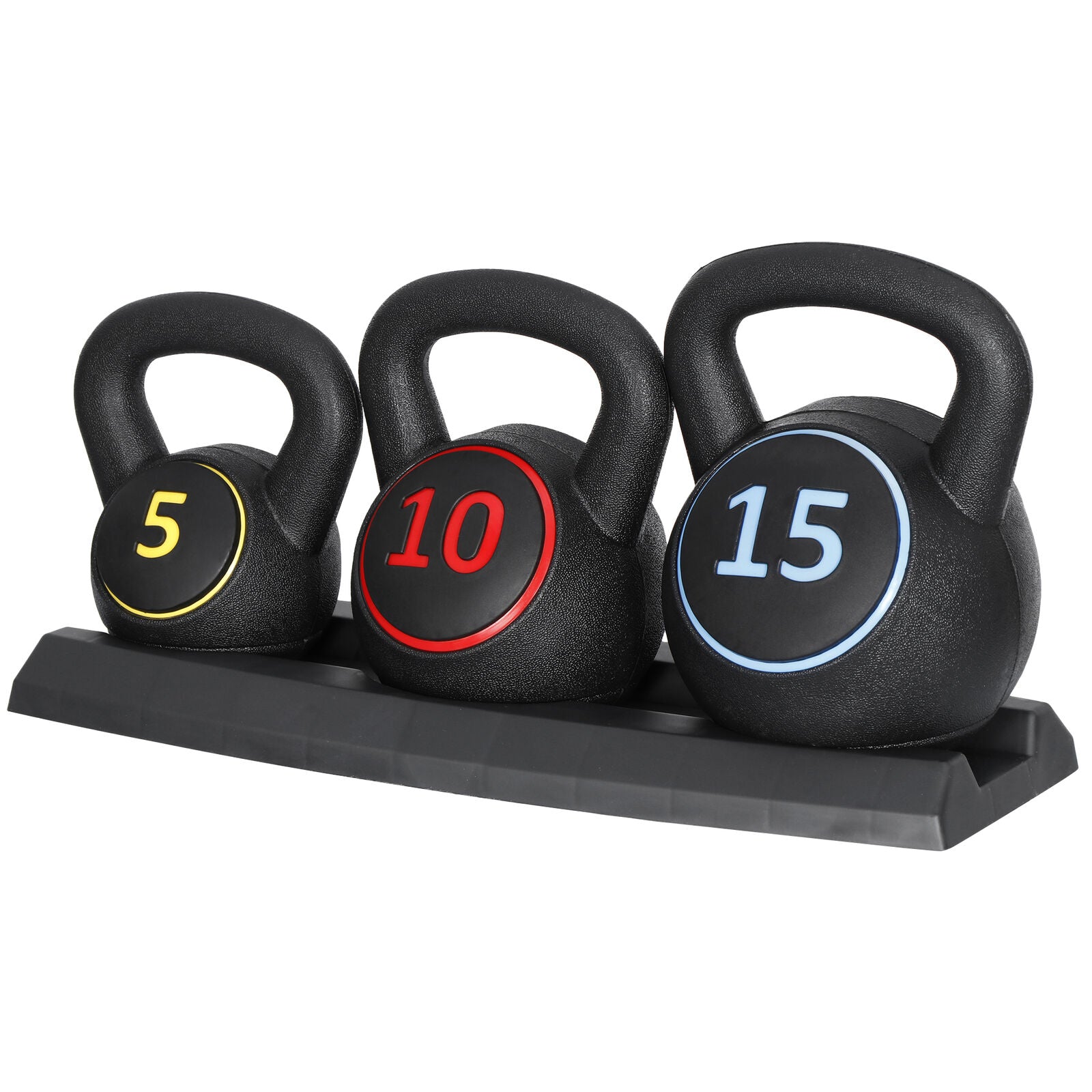 3-Piece Kettlebell Set Fitness Strength Training Exercise with Base Home Gym
